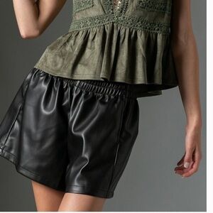 ILLA ILLA Black High Waist Faux Leather Shorts